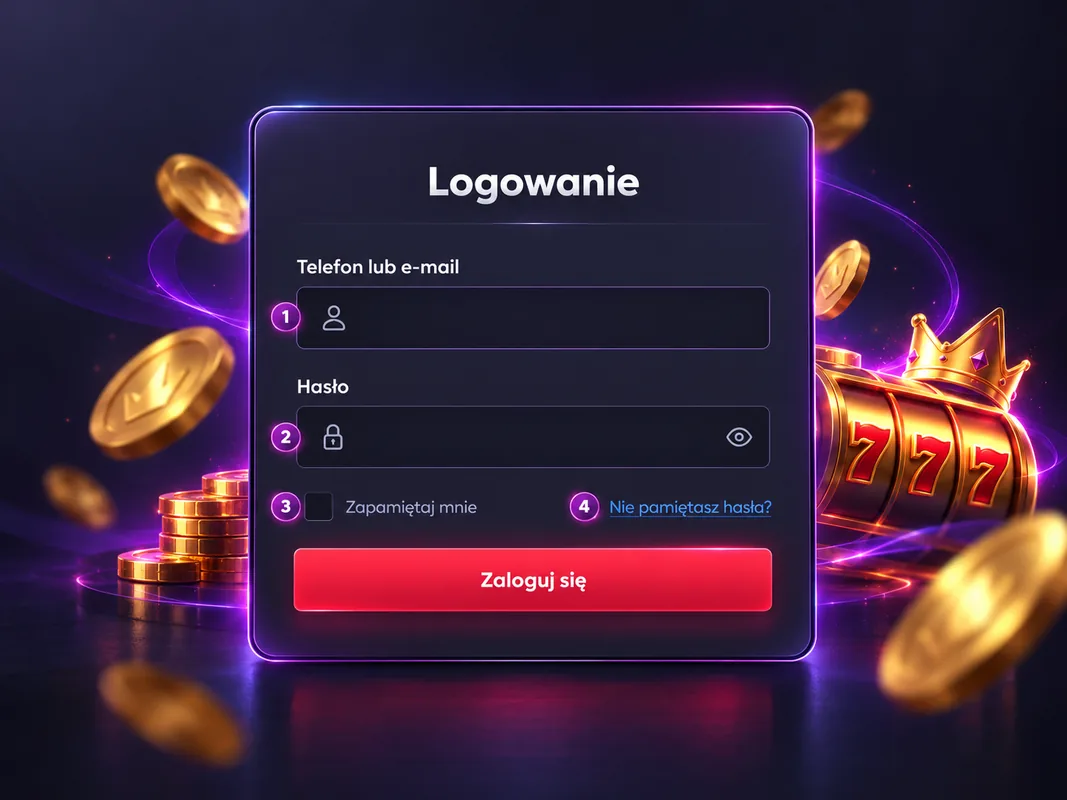 Okno logowania Vavada Casino z polem telefon lub e-mail, hasłem, opcją Zapamiętaj mnie i linkiem Nie pamiętasz hasła